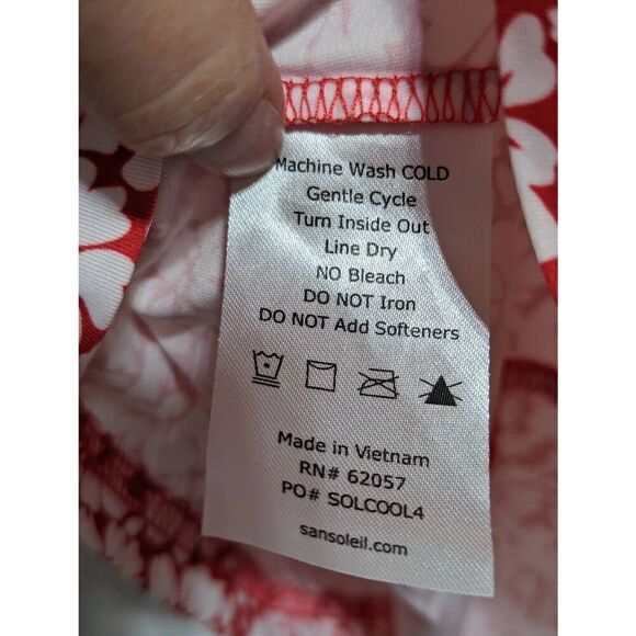 San Soleil Women's M Red Orange White Tropical Flower Print Sun Protection Shirt - Picture 5 of 6